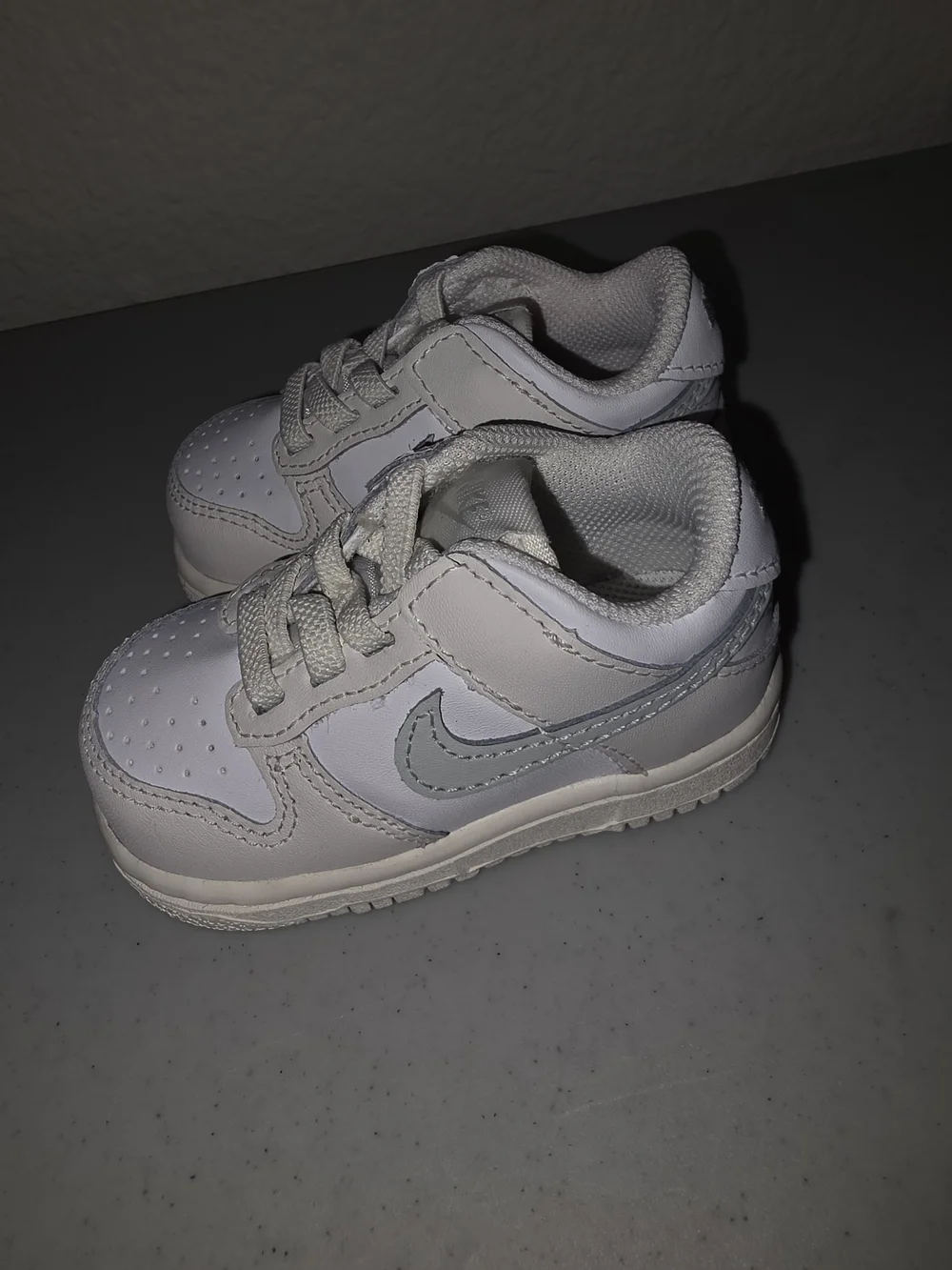 Kids White and Light Gray Athletic Sneakers - Classic Swoosh Style